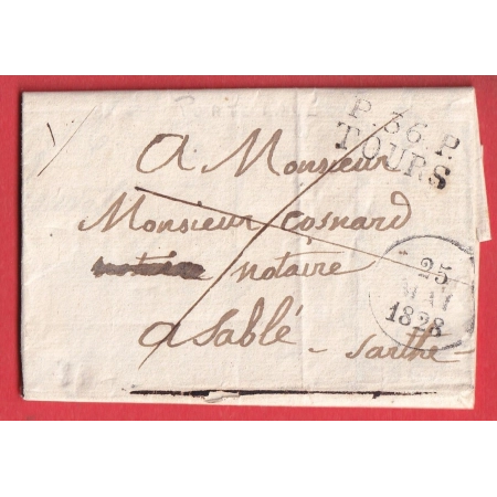 MARQUE P36P TOURS INDRE ET LOIRE 1828 POUR SABLE SUR SARTHE INDICE 8
