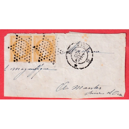 N°13 PAIRE PARIS ETOILE PLEINE BUREAU E POUR MANTES SEINE ET OISE DEVANT DE LETTRE FRONT COVER