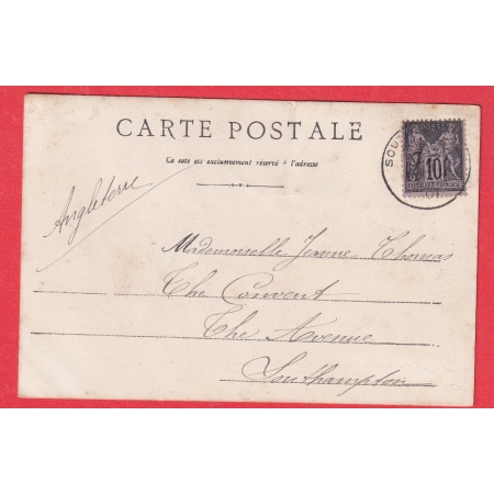 N°89 CAD ANGLAIS SOUTHAMPTON ANGLETERRE SUR CARTE POSTALE DE CHERBOURG