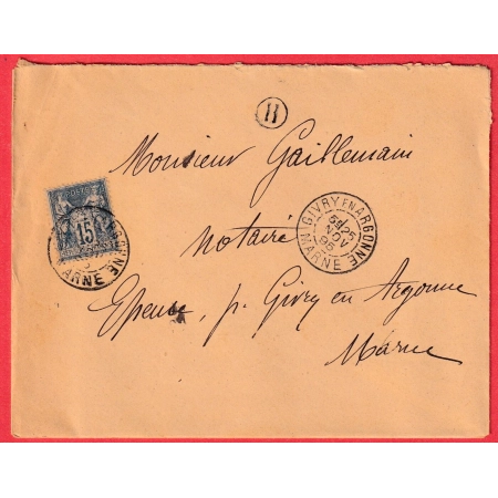 N°90 GIVRY EN ARGONNE MARNE BOITE RURALE H A IDENTIFIER 1895 POUR EPENSE