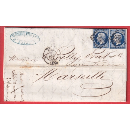 N°14 X2 PC 1818 LYON POUR MARSEILLE TIMBRE BLEU FONCE