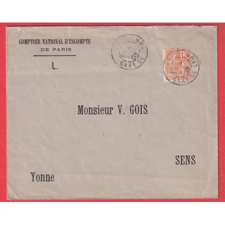 N°116 PARIS GARE DE LYON PERFORE PERFINS CNE COMPTOIR NATIONAL D'ESCOMPTE 19E LEVEE TYPE MOUCHON