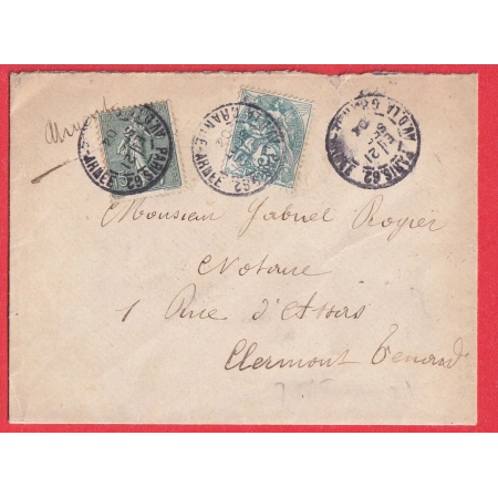 N°111 130 LEVEE EXCEPTIONNELLE PARIS 62 E1 AV DE LA GRANDE ARMEE POUR CLERMONT FERRAND 1904