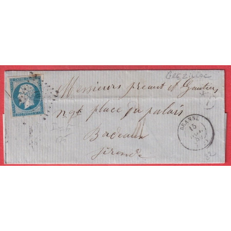 N°14 PC 501 BRANNE GIRONDE BOITE RURALE A GREZILLAC POUR BORDEAUX