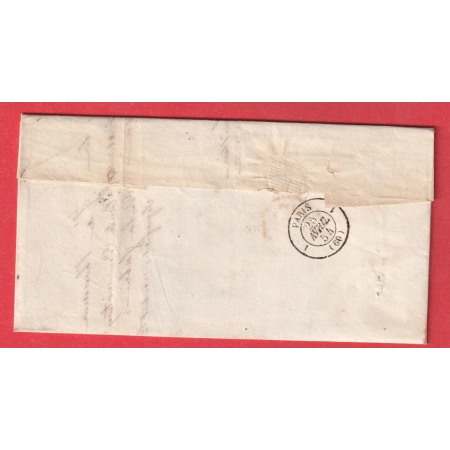 CAD TYPE 15 ESPALION AVEYRON BOITE RURALE A ESTAIMG TAXE TAMPON 25 POUR PARIS 1854