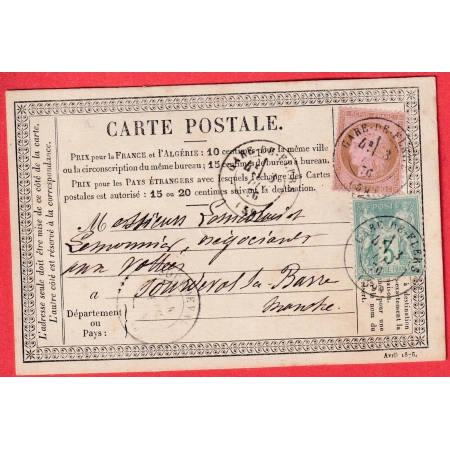 N°54 + 64 MIXTE SAGE CERES CAD GARE DE FLERS ORNE POUR SOURDEVAL MANCHE CARTE PRECUSEUR