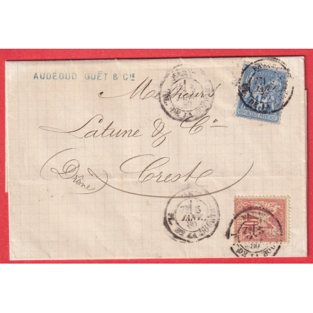 N°70 90 LEVEE EXCEPTIONNELLE 7E PL DE LA BOURSE PARIS POUR CREST DROME TARIF 55C 2EME DELAI ARRIVEE LE LENDEMAIN