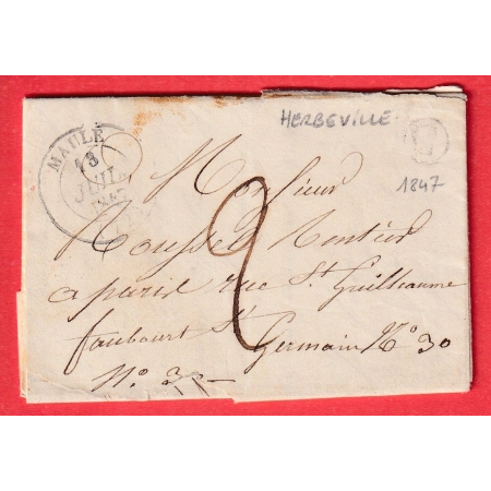 CAD TYPE 14 MAULE SEINE ET OISE BOITE RURALE C HERBEVILLE POUR PARIS