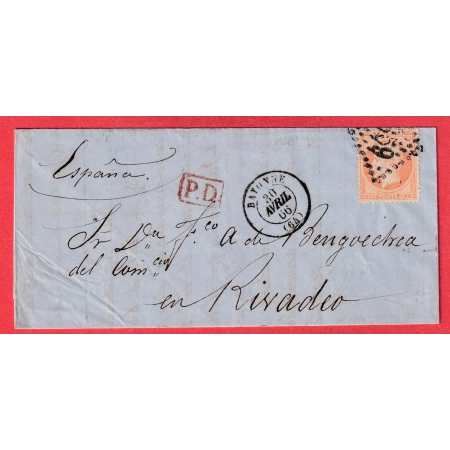 N°23 GC 359 BAYONNE BASSES PYRENEES POUR RIVADEO ESPAGNE ESPANA