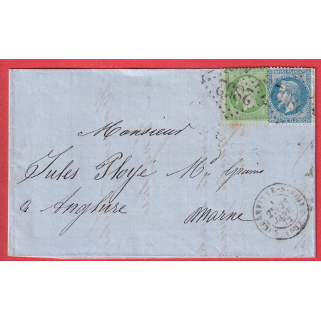 N°20 29 GC 2852 PIERREFITTE SUR SEINE POUR ANGLURE MARNE 23 JANV 1872 TARDIF