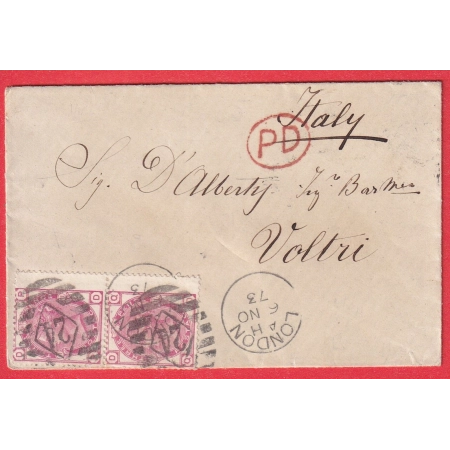 N°51 PAIRE BORD DE FEUILLE PLANCHE 11 LONDON LONDRES 1873 VOLTRI ITALIE ITALIA