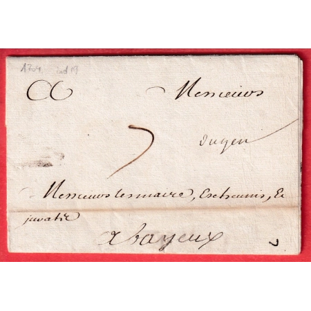 MARQUE MANUSCRIT D'AGEN LOT ET GARONNE 1704 LN°10A INDICE 19 POUR BAYEUX CALVADOS