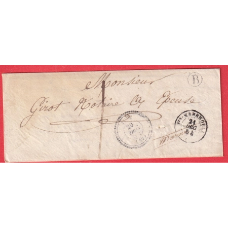 CAD TYPE 22 AUVE MARNE BOITE RURALE B TILLOY 1854 CAD TYPE 22 GIVRY EN ARGONNE EN ARRIVEE