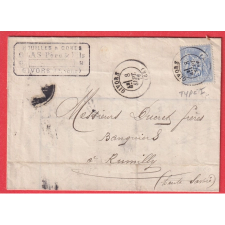 N°68 N/B SEUL SUR LETTRE GIVORS RHONE POUR RUMILLY HAUTE SAVOIE