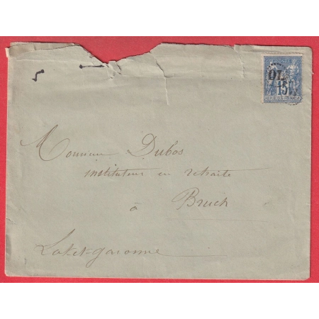 N°90 OBLITERATION OL CERCLE POINTILLE POUR BRUCH LOT ET GARONNE CACHET ARRIVEE AU DOS