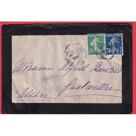 N°137 140 LEVEE EXCEPTIONNELLE BORDEAUX 190 POUR GUEBVILLER ALSACE SANS CACHET ARRIVEE