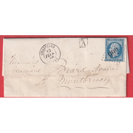 N°22 GC 992 CHAZELLES LOIRE BOITE URBAINE POUR MONTBRISON LOIRE 1866