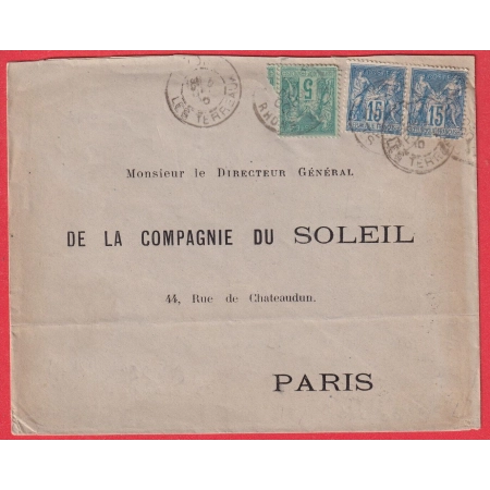 N°90 PAIRE + N°75 LEVEE EXCEPTIONNELLE LYON LES TERREAUX POUR PARIS