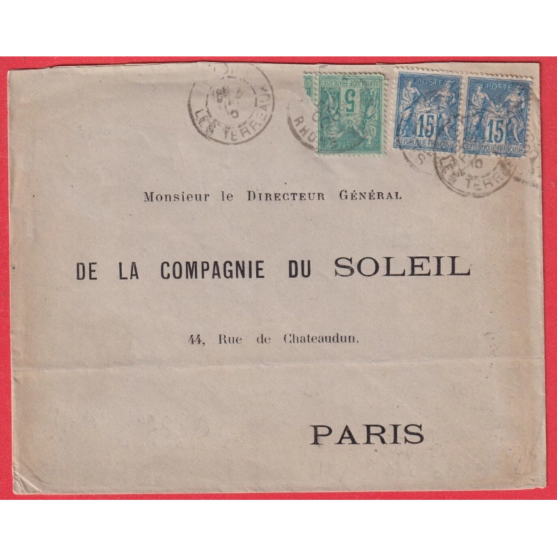 N°90 PAIRE + N°75 LEVEE EXCEPTIONNELLE LYON LES TERREAUX POUR PARIS