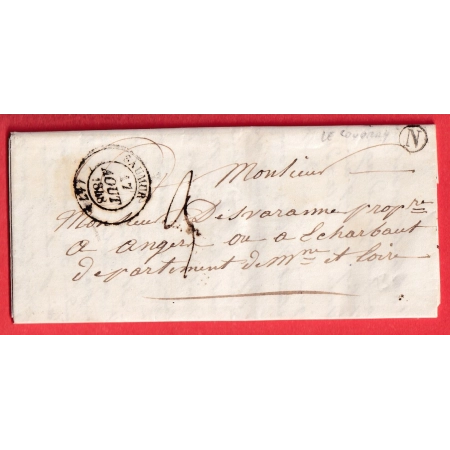 CAD TYPE 14 SAUMUR MAINE ET LOIRE 1848 BOITE RURALE N LE COUDRAY POUR ANGERS