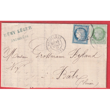 N°53 60 CAD TYPE 17 ANGOULEME CHARENTE POUR BALE SUISSE