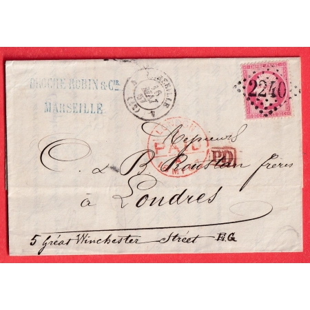 N°24 GC 2240 MARSEILLE BOUCHES DU RHONE POUR LONDRES LONDON GRANDE BRETAGNE