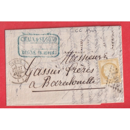 N°59 GC 1304 DIGNE CAD SANS N° DEPARTEMENT BASSES ALPES POUR BARCELONNETTE