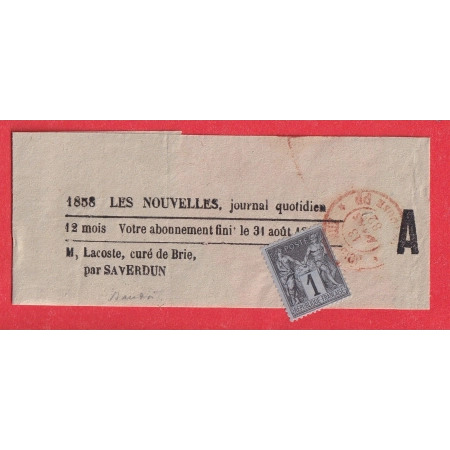 N°83 CAD JOURNAUX PP TOULOUSE 1882 EN ROUGE RARE POUR SAVERDUN GERS SIGNE BAUDOT