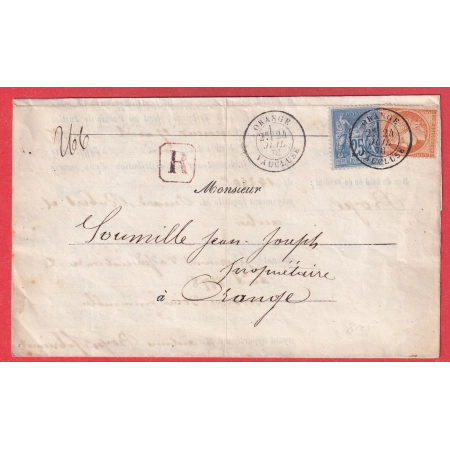 N°79 38 MIXTE SAGE CERES RECOMMANDE LOCAL ORANGE POUR ORANGE VAUCLUSE 1878