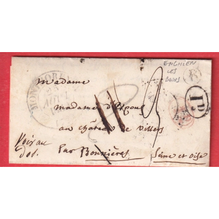 CAD TYPE 12 MONTMORENCY SEINE ET OISE TAXE MODIFIEE BOITE RURALE B ENGHEINS LES BAINS DECIME RURAL NOIR ET ROUGE