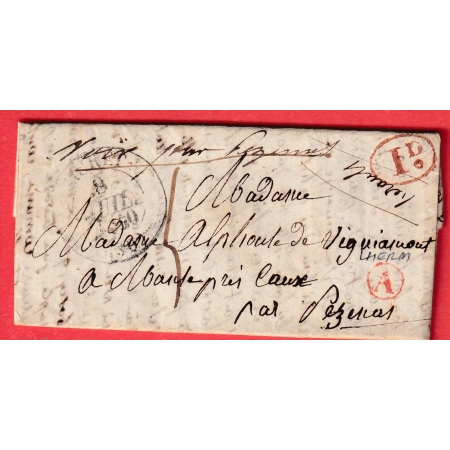 CAD TYPE 13 MURET HAUTE GARONNE BOITE RURALE ROUGE A LHERM 1840 DECIME RURAL ROUGE CAUX PEZENAS HERAULT