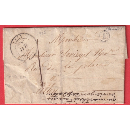 CAD TYPE 14 ALBI TARN TAXE LOCALE 1 BOITE RURALE F CADALEN  POUR ALBI 1836