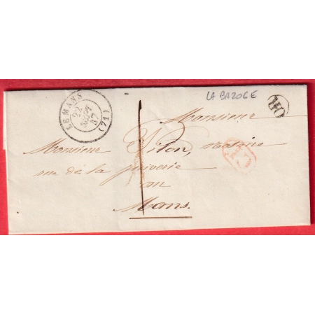 CAD TYPE 15 LE MANS SARTHE OR LA BAZOGE TAXE LOCALE 1 CL ROUGE POUR LE MANS