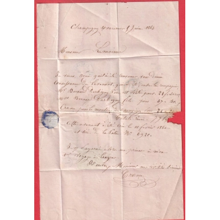 N°22 GC 4105 VARENNES SUR AMANCE HAUTE MARNE BOITE RURALE J CHAMPIGNY SUR VARENNES POUR LANGRES