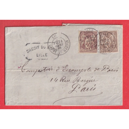 N°67 69 LILLE Qer PL ST MARTIN 1877 POUR PARIS