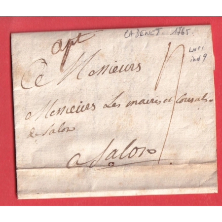 MARQUE MANUSCRIT APT VAUCLUSE 1765 POUR SALON DE PROVENCE BOUCHES DU RHONE INDICE 9