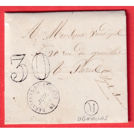 CAD TYPE 15 RABASTENS DE BIGORRE HAUTES PYRENEES BOITE RURALE M UGNOUAS POUR PARIS