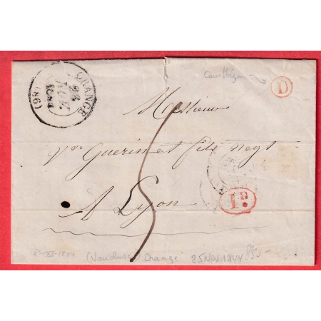 CAD TYPE 13 ORANGE VAUCLUSE BOITE RURALE ROUGE D COURTHEZON DECIME RURAL POUR LYON