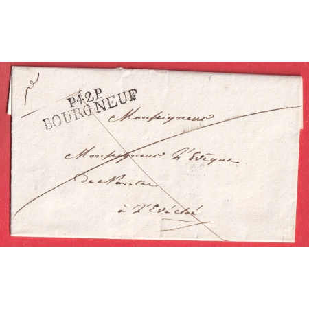 MARQUE P42P BOURGNEUF LOIRE INFERIEURE POUR NANTES 1826 INDICE 16