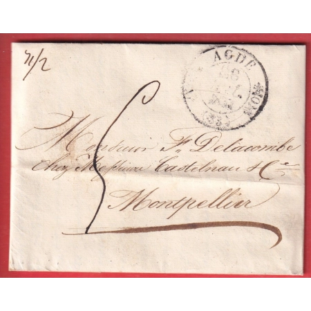 CAD TYPE 11 AGDE HERAULT 1832 POUR MONTPELLIER