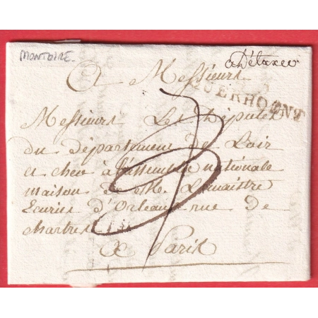 MARQUE QUERHOENT MONTOIRE MENTION DETAXEE POUR LES DEPUTES DE PARIS 1792 LOIR ET CHER