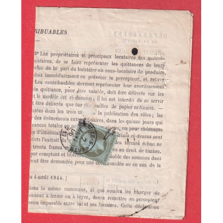 N°19 CAD TYPE 15 LA SUZE SUR SARTHE SUR AVIS DES CONTRIBUTIONS TEXTE FILLE GUECELARD