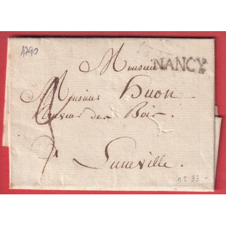 MARQUE NANCY MEURTHE ET MOSELLE LN°33 POUR LUNEVILLE 1790 INDICE 11