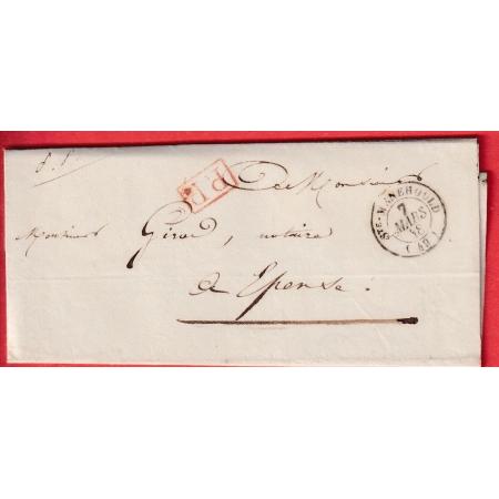 CAD TYPE 15 1848 STE MENEHOULD PP ROUGE POSTE LOCALE AU DOS TAXE 1 CURSIVE 49 GIVRY EN ARGONNE