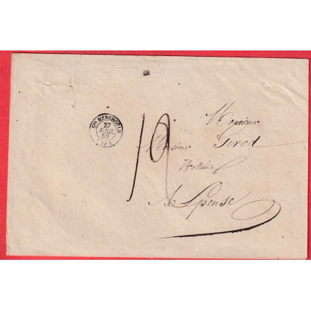 CAD TYPE 15 STE MENEHOULD MARNE 1859 TAXE MANUSCRITE 12 TRIPLE PORT