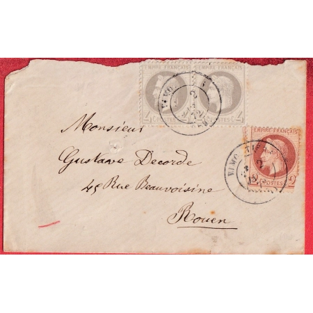 N°26 + 27 PAIRE CAD TYPE 17 VIMOUTIERS ORNE TARIF 10C CARTE DE VISITE POUR ROUEN