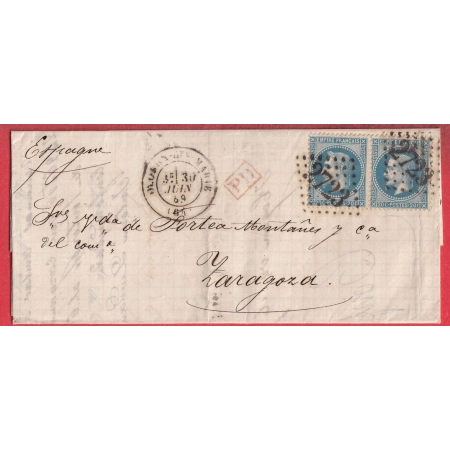 N°29 PAIRE GC 2723 OLORON STE MARIE BASSES PYRENEES POUR ZARAGOZA ESPAGNE SPAIN