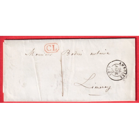 CAD TYPE 15 AMBOISE INDRE ET LOIRE CL ROUGE + TAXE LOCALE 1 LIMERAY 1856