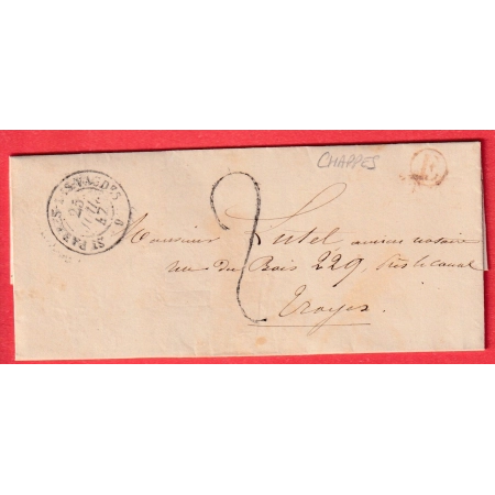 CAD TYPE 15 ST PARRES LES VAUDES AUBE BOITE RURALE ROUGE E CHAPPES 1847