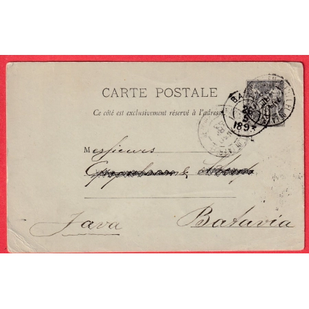 ENTIER SAGE MARSEILLE 1893 POUR BATAVIA ILE DE JAVA INDES NEERLANDAISES